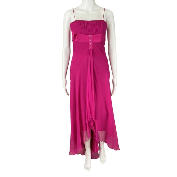Vintage Silk Slip Dress Size 2 Pink Rhinestone Asymmetric Shelli Seagal Y2K 90s - Picture 2 of 16